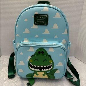 Loungefly Disney Pixar Toy Story Rex Mini Backpack Box Lunch Blue Green‎